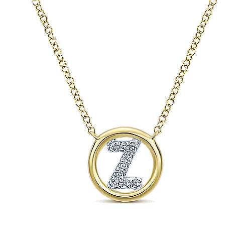 Gabriel 14k 0.07 Carat Diamond Initial Pendant, Available in White, Rose and Yellow Gold