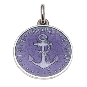 Sterling Silver Enamel Anchor Round Medal