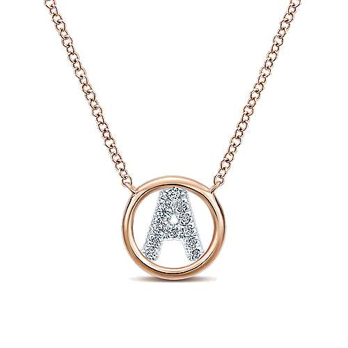 Gabriel 14k 0.07 Carat Diamond Initial Pendant, Available in White, Rose and Yellow Gold