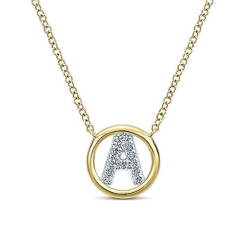 Gabriel 14k 0.07 Carat Diamond Initial Pendant, Available in White, Rose and Yellow Gold