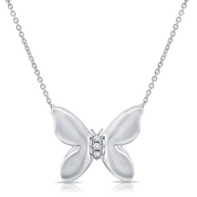 Load image into Gallery viewer, 14k Gold 0.02Ct Diamond Butterfly Necklace, available in White, Rose and Yellow Gold

