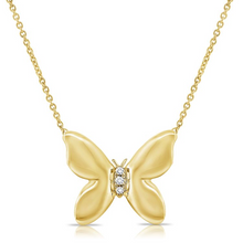 Load image into Gallery viewer, 14k Gold 0.02Ct Diamond Butterfly Necklace, available in White, Rose and Yellow Gold
