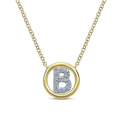 Gabriel 14k 0.07 Carat Diamond Initial Pendant, Available in White, Rose and Yellow Gold