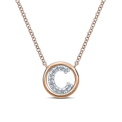 Gabriel 14k 0.07 Carat Diamond Initial Pendant, Available in White, Rose and Yellow Gold