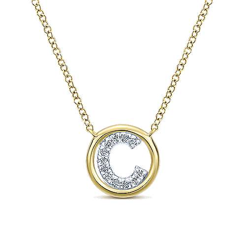 Gabriel 14k 0.07 Carat Diamond Initial Pendant, Available in White, Rose and Yellow Gold