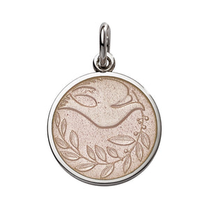 Sterling Silver Enamel Dove Round Medal