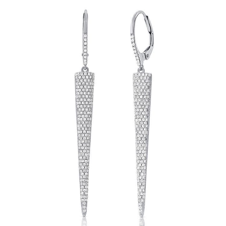14k White Gold 1.15Ct Diamond Dangle Earring