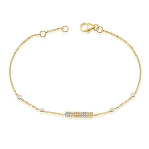 14k Gold 0.20ct Diamond Bar Bracelet, available in White, Rose and Yellow Gold