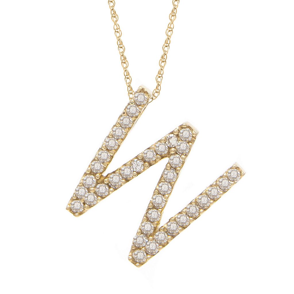 14k Diamond Initial Pendants. Available in White or Yellow Gold