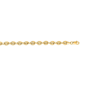 14k Yellow Gold 3.7 Grams 6" Puffed Mariner Bracelet with a Lobster Claw