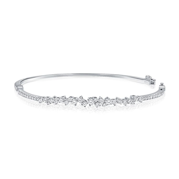 14k White Gold 1.12Ct Diamond Bangle Bracelet