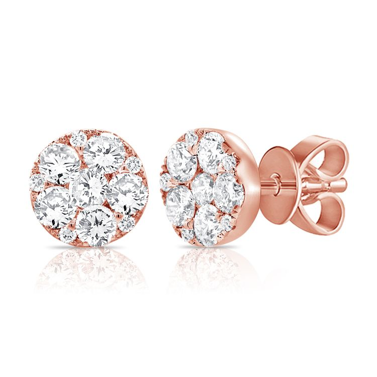 14K Gold 0.70Ct Diamond Circle Earring, available in White, Rose and Yellow Gold