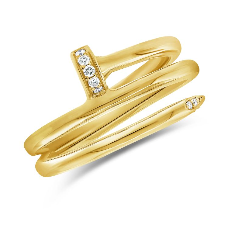 14k Yellow Gold 0.07Ct Diamond Nail Ring