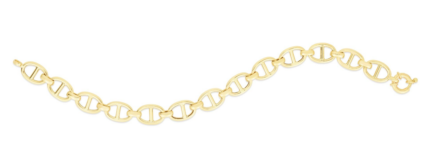 14K Yellow Gold 8.8mm Mariner Link Chain with Spring Ring Clasp