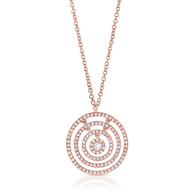 14k 0.60 Ct Diamond Five Circle Necklace, Available in White, Rose and Yellow Gold