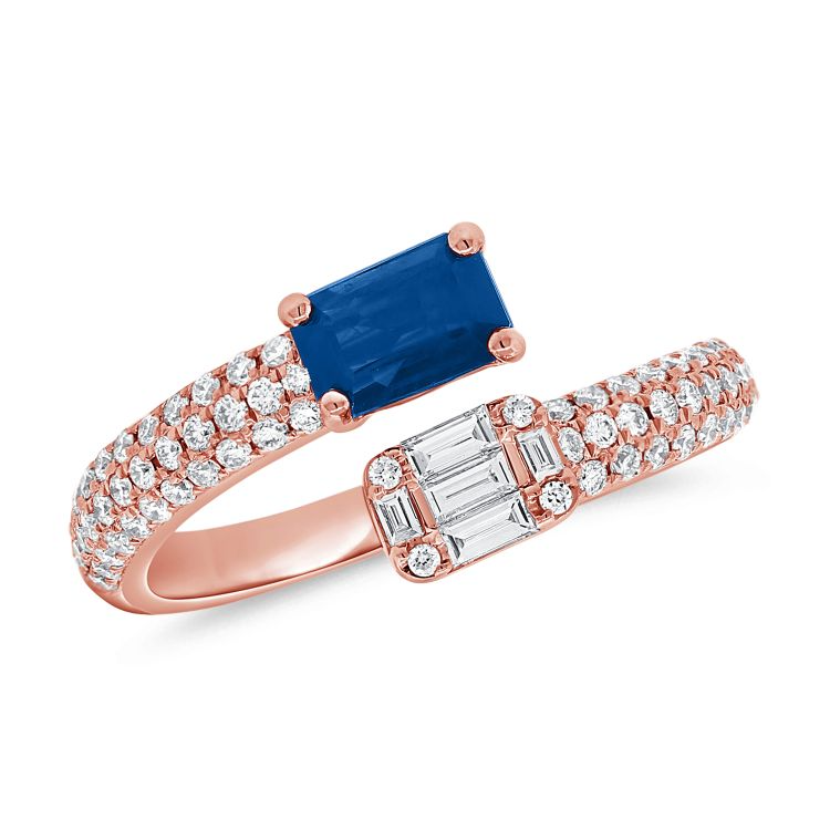 14k Gold 0.89Ct Sapphire and 0.68Ct Diamond Ring, available in White, Rose and Yellow Gold