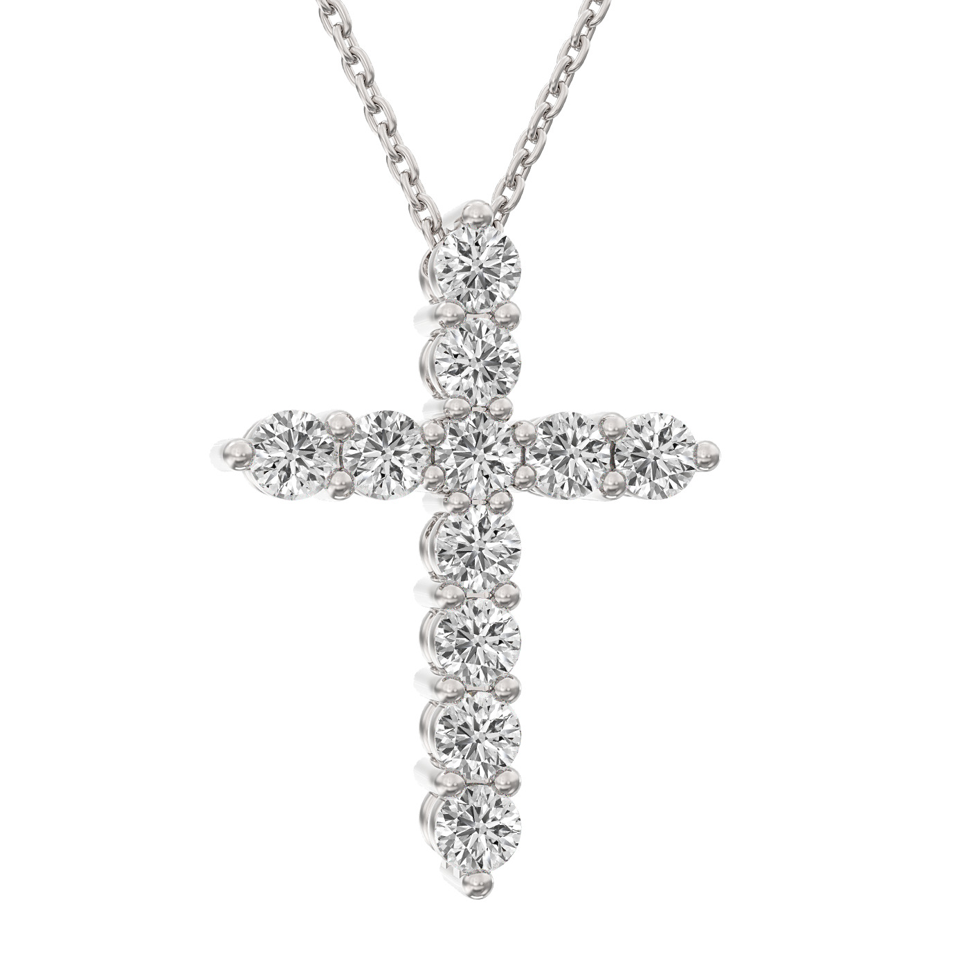 14k White Gold 2.03Ct Diamond Cross Pendant