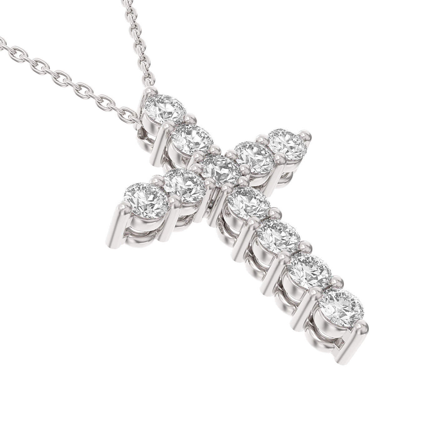 14k White Gold 2.03Ct Diamond Cross Pendant