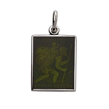 Load image into Gallery viewer, Sterling Silver Enamel St. Christopher Rectangle Medal
