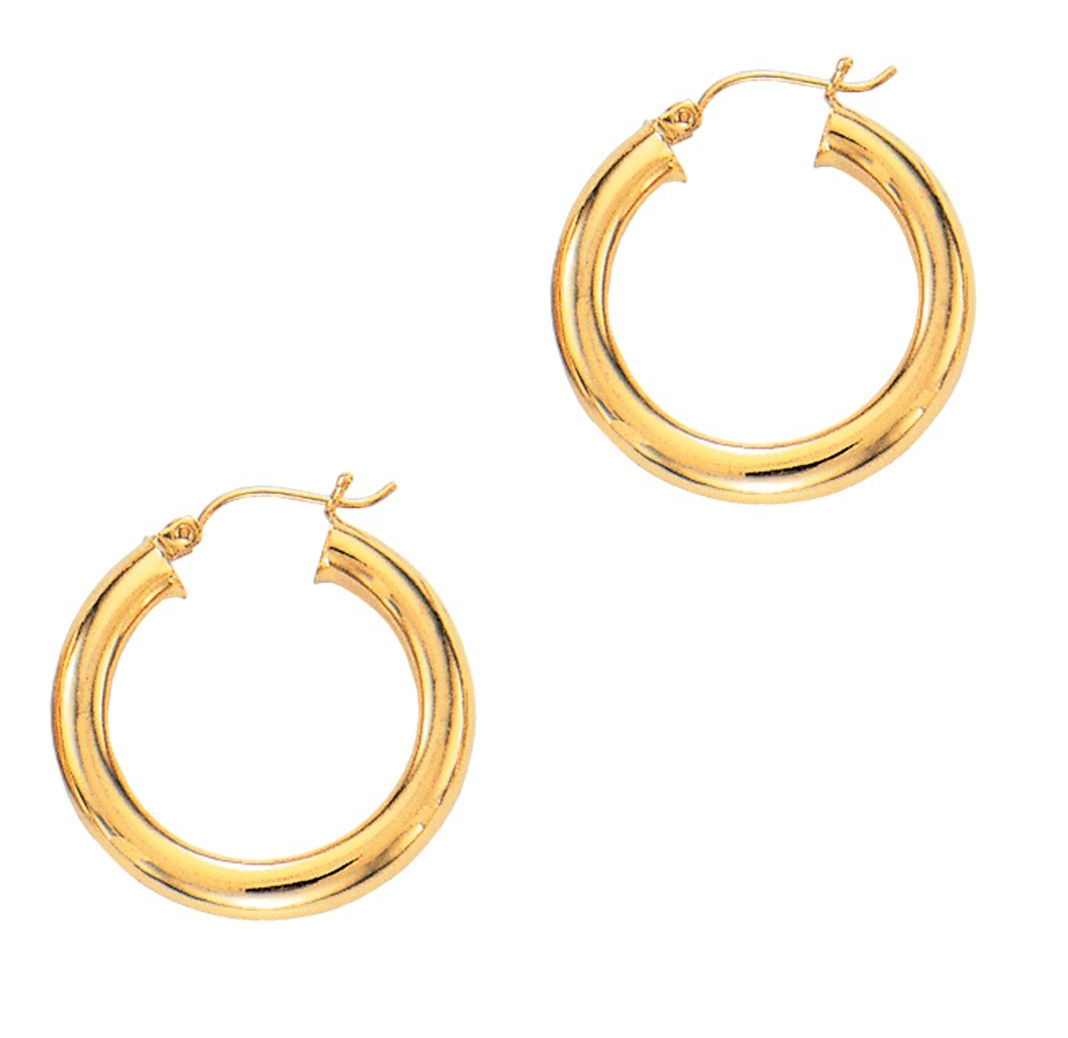 14K Yellow Gold 4.3 Grams 5x30mm Hoop Earring