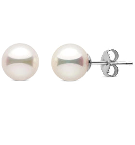 14k Gold 10.0mm Pearl Stud Earring, Available in White and Yellow Gold