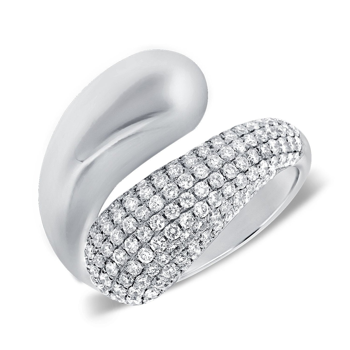 14k gold 1.07 Carats diamond bypass ring, Available in White, Rose and Yellow Gold
