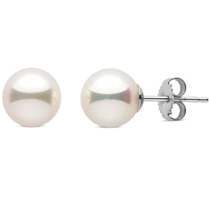 14k Gold 9.0mm Fresh Water Pearl Stud Earring, Available in White and Yellow Gold