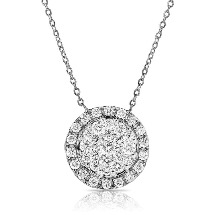 14k 0.67 Ct Diamond Cluster with Halo, Available in White, Rose and Yellow Gold