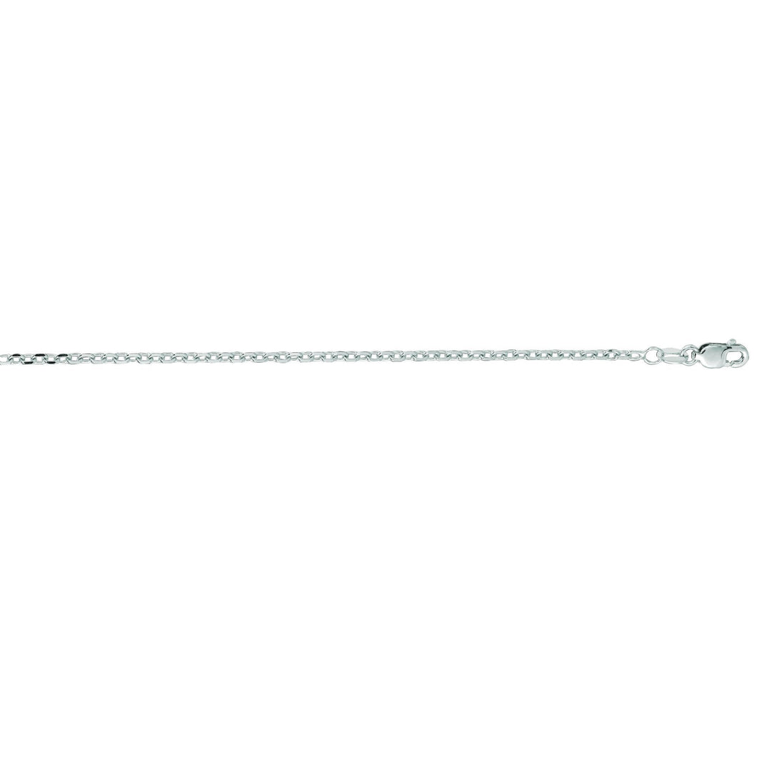 14K Gold 1.8mm Diamond Cut Cable Chain with Lobster Lock, Available in White and Yellow Gold