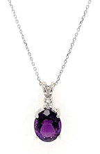 Load image into Gallery viewer, 14k White Gold Amethyst 10*8mm, 0.05 Ct Diamond Pendant
