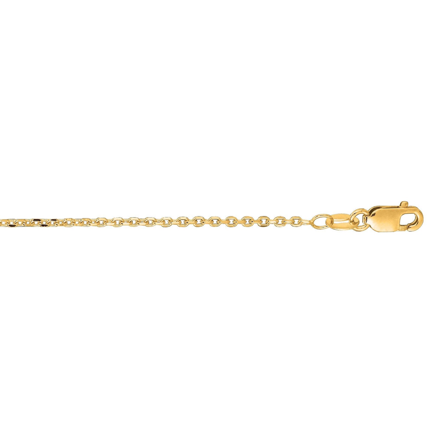 14K Gold 1.3mm Diamond Cut Cable Chain with Lobster Lock, Available in White and Yellow Gold