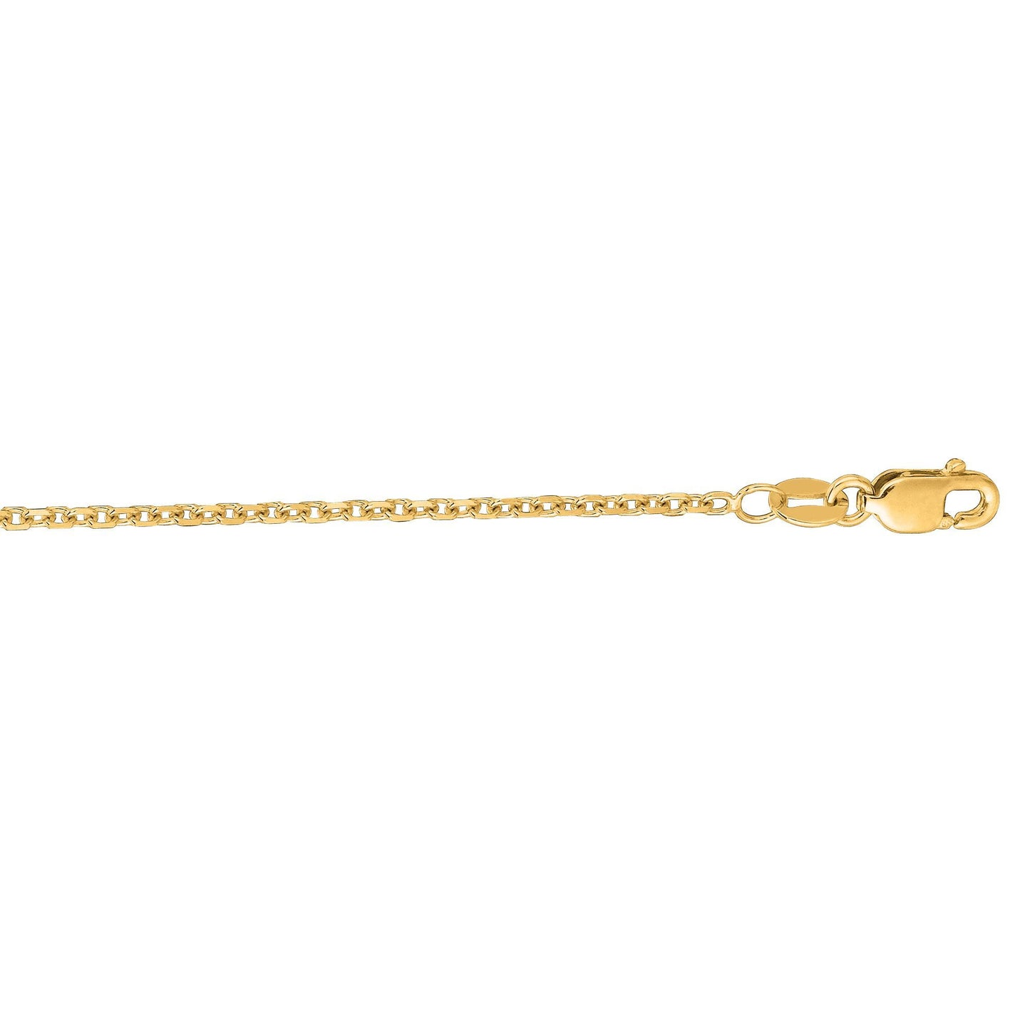 14K Gold 1.5mm Diamond Cut Cable Chain with Lobster Lock, Available in White and Yellow Gold