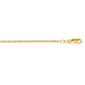 14K Gold 1.8mm Diamond Cut Cable Chain with Lobster Lock, Available in White and Yellow Gold