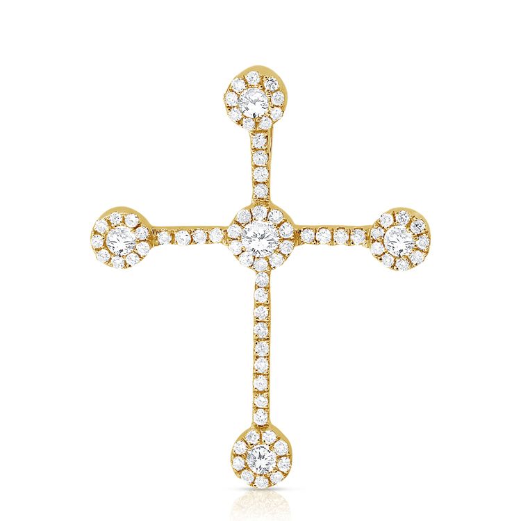 14K White Gold Diamond Circle and Cross Pendant