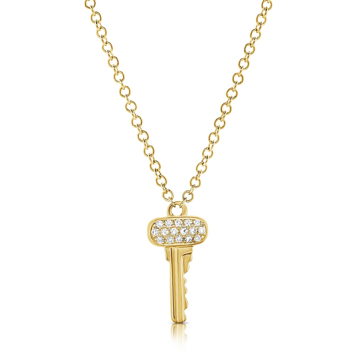 14k Yellow Gold 0.04Ct Diamond Key Pendant