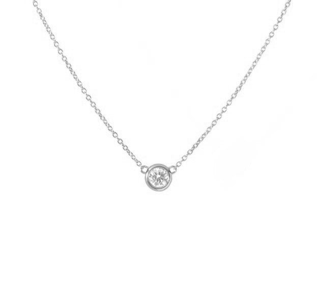 14k Yellow Gold 0.10Ct Bezel Set Diamond Necklace, available in White Gold and Yellow Gold