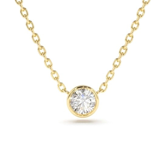 14k Yellow Gold 0.37Ct Diamond Bezel Set Necklace