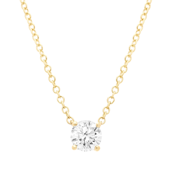 14k Yellow Gold 0.49Ct H I1 Solitaire Diamond Necklace on a Cable Chain