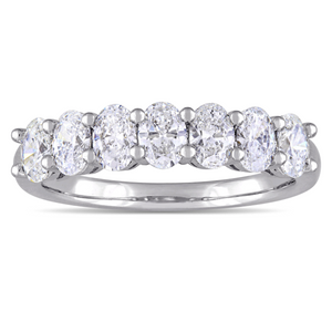 14k White Gold seven Oval cut diamond Band total Weight 0.61Ct