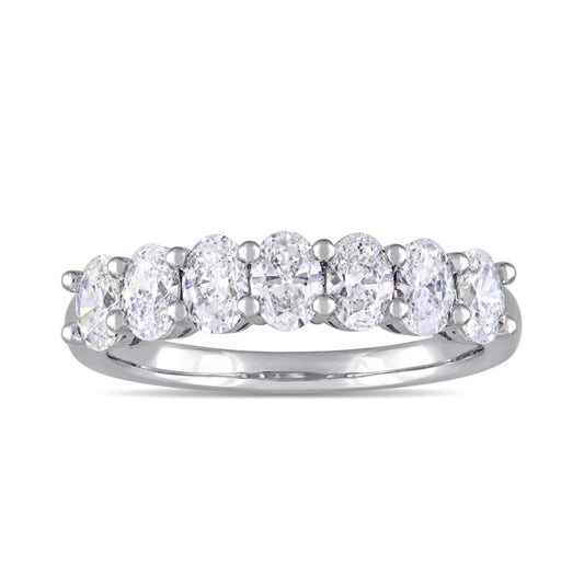 14k White Gold seven Oval cut diamond Band total Weight 0.61Ct