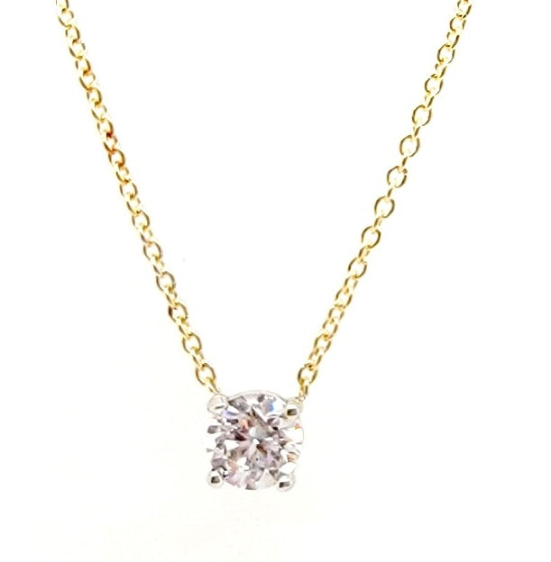 14k Yellow Gold Diamond Solitaire Pendant 0.72 Ct