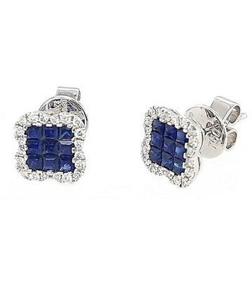 14k White Gold 0.72 Ct Sapphire, 0.20 Ct Diamond Earring