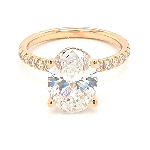 14k Yellow Gold 1.62Ct, VS1, G, LAB GROWN, 0.21Ct Diamond with Hidden Halo Engagement Ring