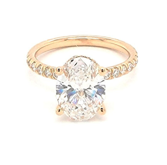 14k Yellow Gold 1.62Ct, VS1, G, LAB GROWN, 0.21Ct Diamond with Hidden Halo Engagement Ring
