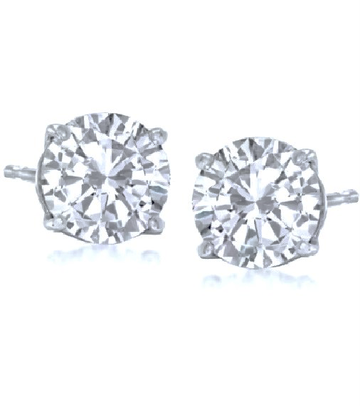 14k White Gold 4.00Cts E VS1 Lab Grown Diamond Stud Earring Certified by IGI