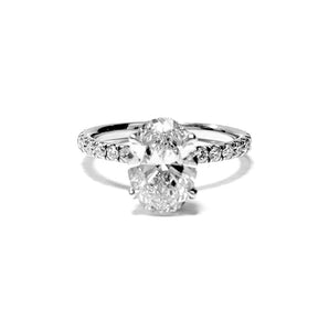 14k White Gold 1.53Ct F SI1 GIA, with 0.57Ct Oval Engagement Ring