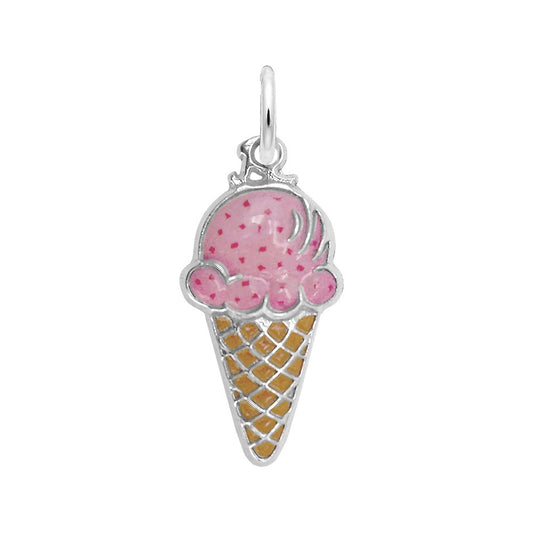 Sterling Silver Ice Cream Cone Charm Painted