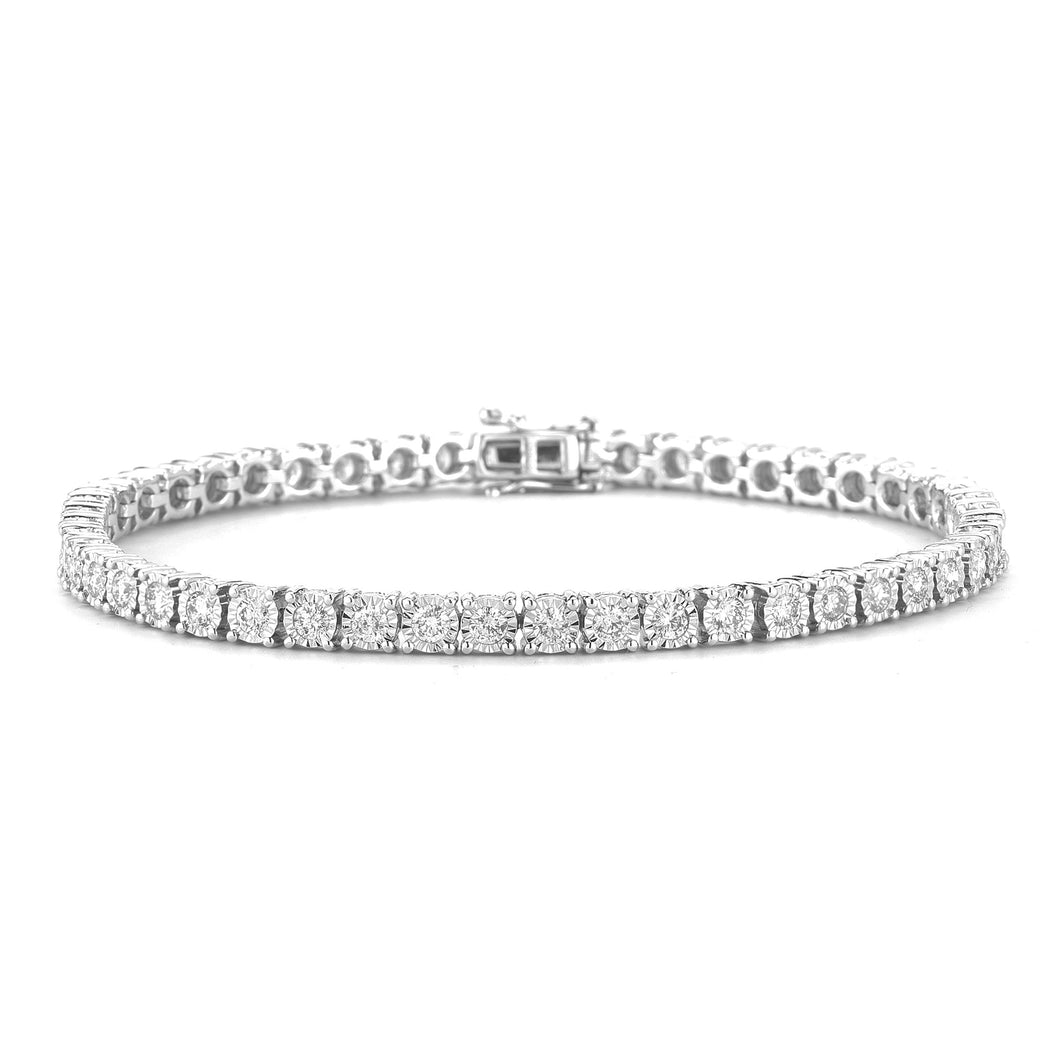 14k White Gold 1.50Ct Diamond Faceted Head Bracelet