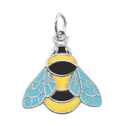 Sterling Silver Bumble Bee Charm Painted