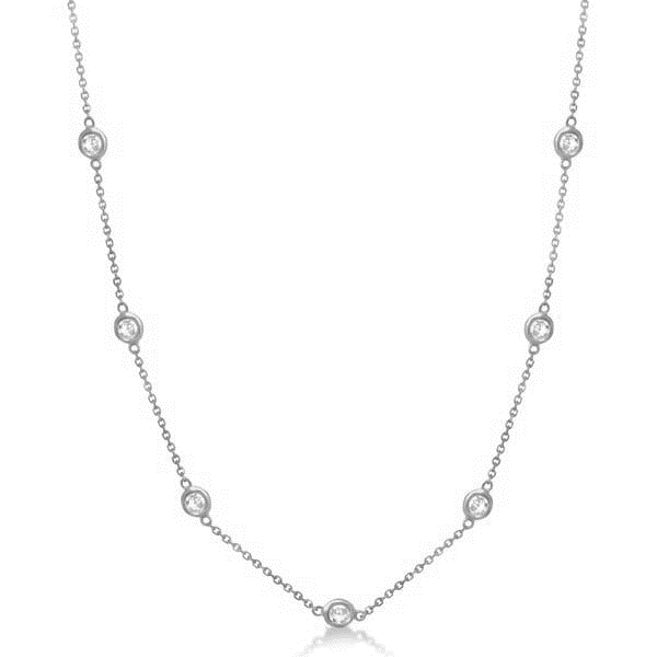 14k White Gold 1.50Ct Diamond by the Yard with 10 Diamonds on the Necklace